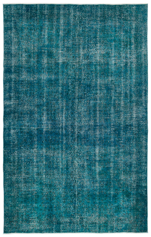 Turquoise  Over Dyed Vintage Rug 6'4'' x 9'12'' ft 192 x 304 cm