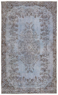 Blue Over Dyed Vintage Rug 5'9'' x 9'5'' ft 176 x 287 cm