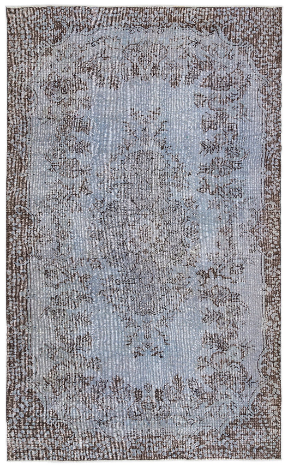 Blue Over Dyed Vintage Rug 5&#39;9&#39;&#39; x 9&#39;5&#39;&#39; ft 176 x 287 cm