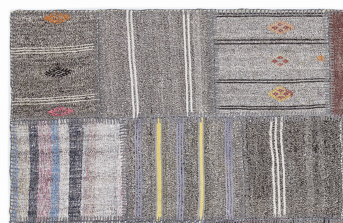 Striped Over Dyed Kilim Patchwork Unique Rug 5&#39;3&#39;&#39; x 7&#39;7&#39;&#39; ft 160 x 230 cm