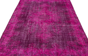 Traditional Design Fuchsia Over Dyed Vintage Rug 5'8'' x 9'1'' ft 173 x 277 cm