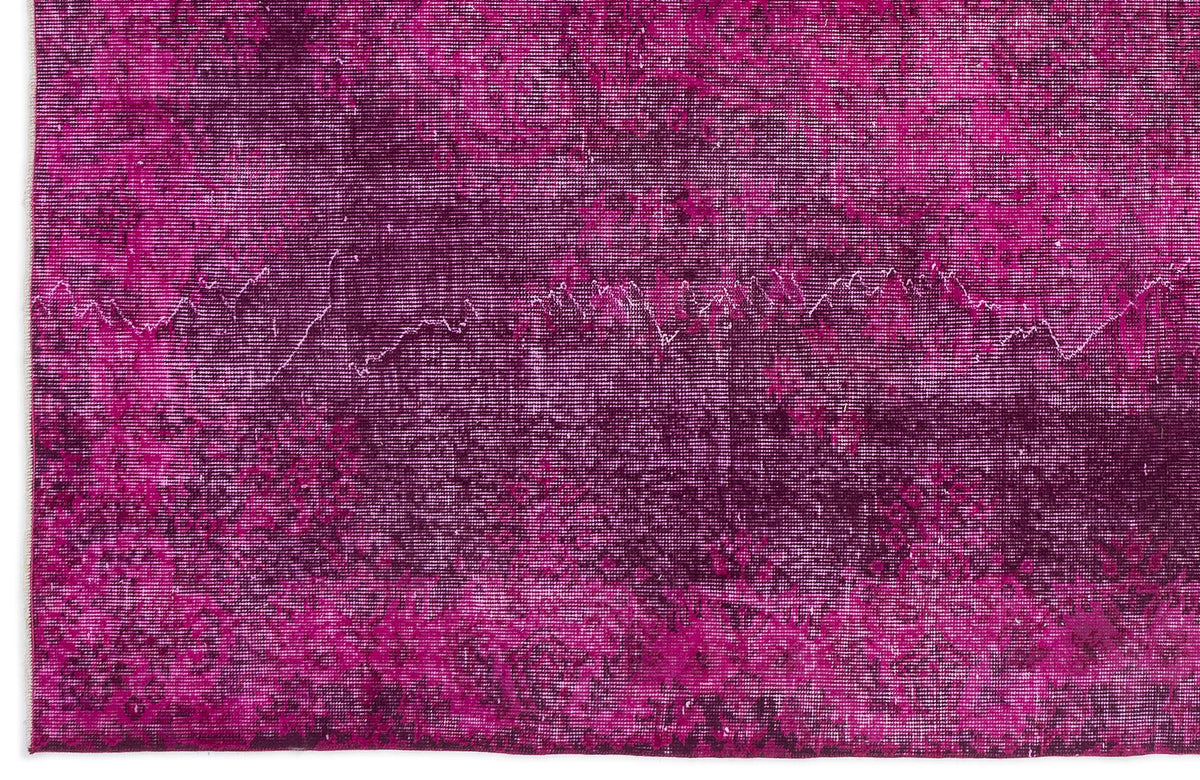 Traditional Design Fuchsia Over Dyed Vintage Rug 5&#39;8&#39;&#39; x 9&#39;1&#39;&#39; ft 173 x 277 cm