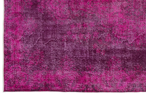 Traditional Design Fuchsia Over Dyed Vintage Rug 5'8'' x 9'1'' ft 173 x 277 cm