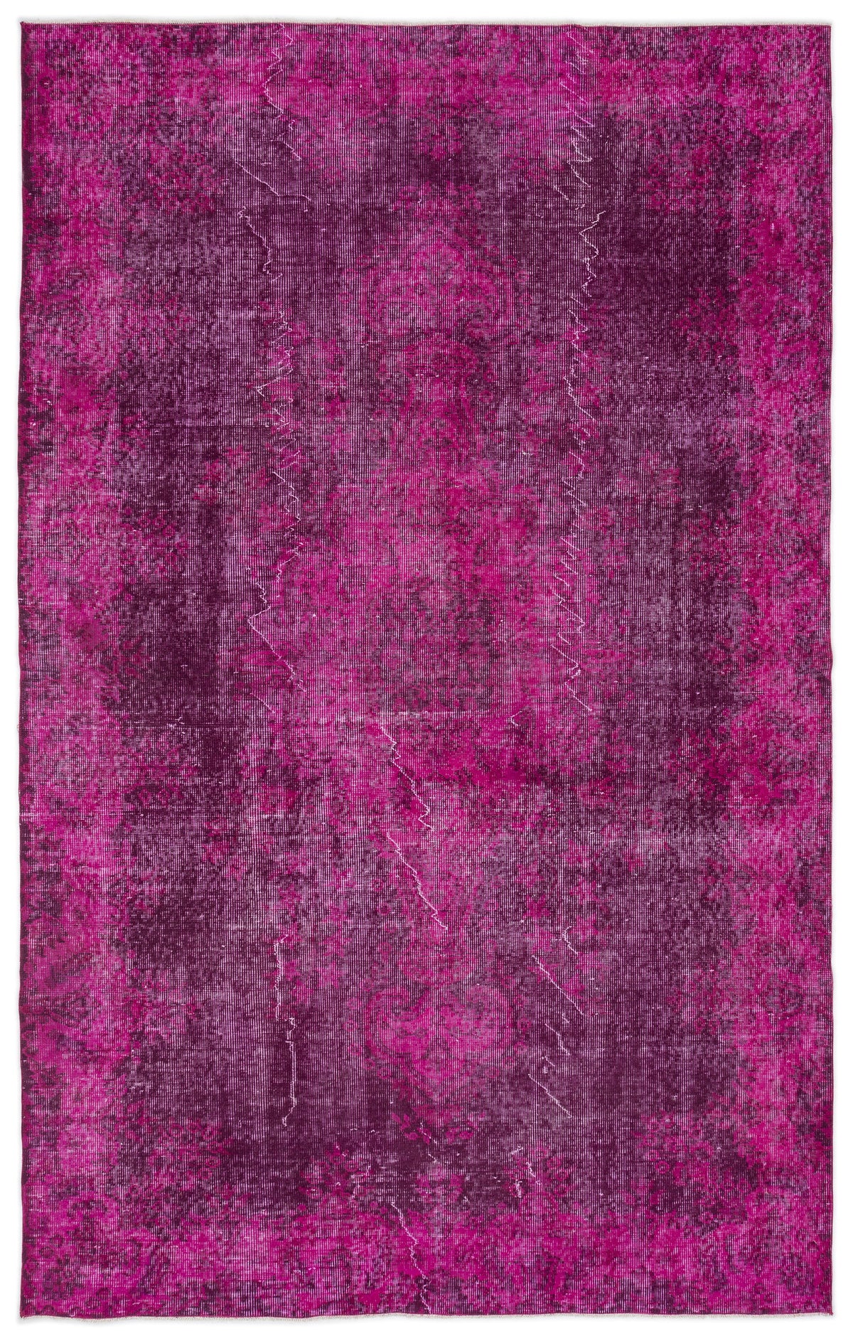 Traditional Design Fuchsia Over Dyed Vintage Rug 5&#39;8&#39;&#39; x 9&#39;1&#39;&#39; ft 173 x 277 cm