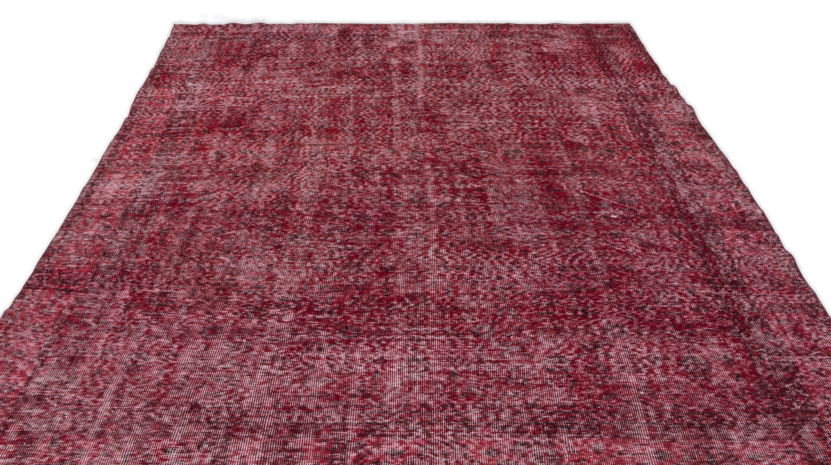 Red Over Dyed Vintage Rug 7&#39;0&#39;&#39; x 10&#39;2&#39;&#39; ft 214 x 310 cm