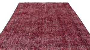 Red Over Dyed Vintage Rug 7'0'' x 10'2'' ft 214 x 310 cm