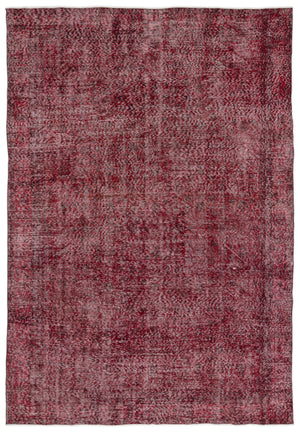 Red Over Dyed Vintage Rug 7'0'' x 10'2'' ft 214 x 310 cm
