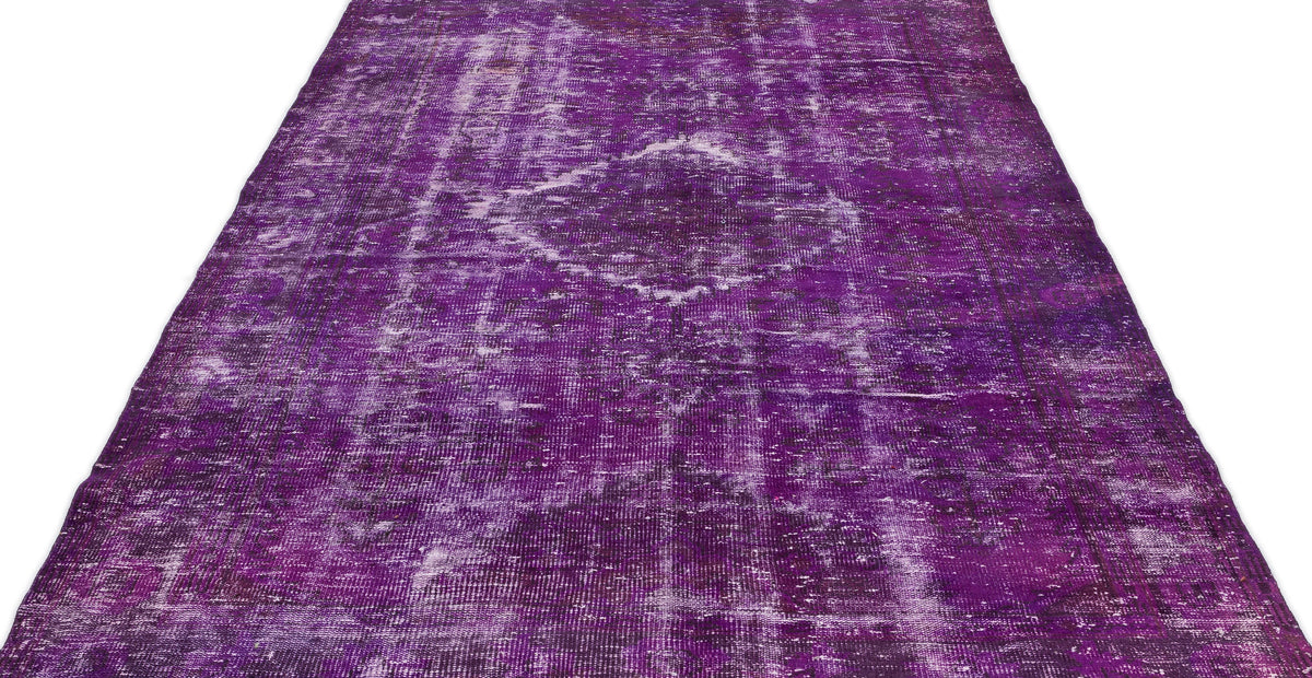 Purple Over Dyed Vintage Rug 5&#39;10&#39;&#39; x 9&#39;9&#39;&#39; ft 178 x 298 cm