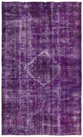 Purple Over Dyed Vintage Rug 5'10'' x 9'9'' ft 178 x 298 cm