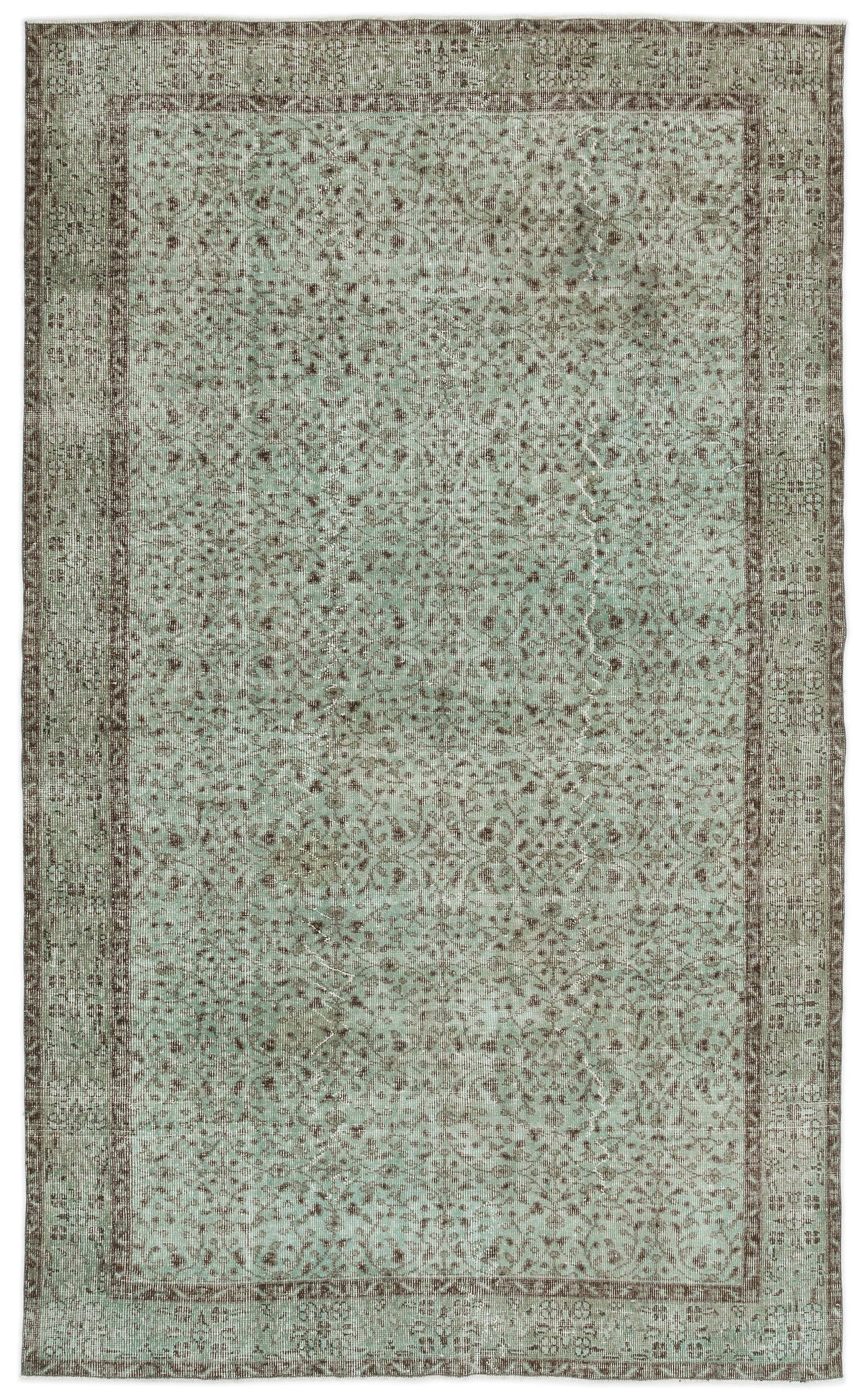 Green Over Dyed Vintage Rug 5&#39;5&#39;&#39; x 8&#39;12&#39;&#39; ft 164 x 274 cm