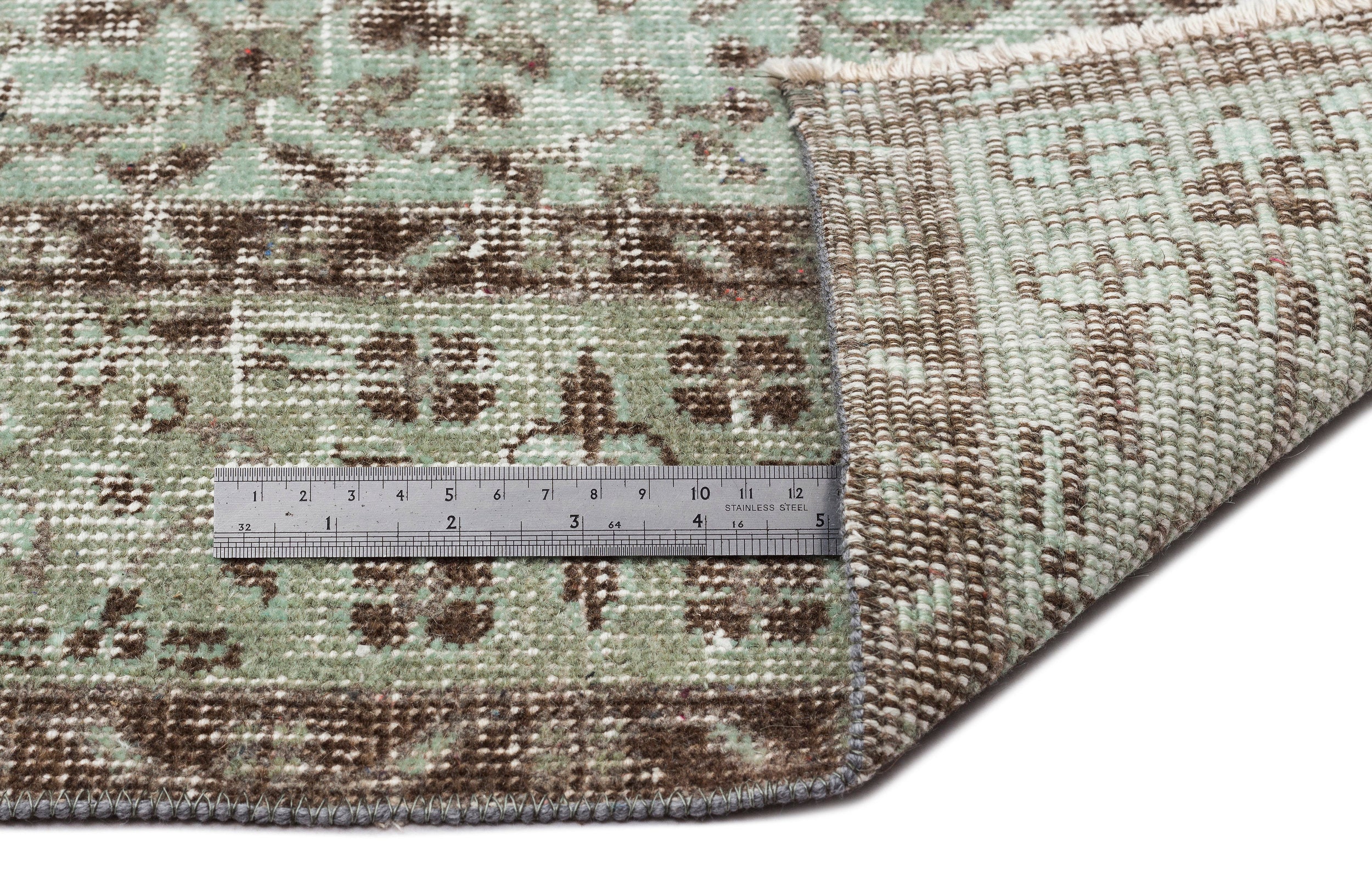 Green Over Dyed Vintage Rug 5'5'' x 8'12'' ft 164 x 274 cm
