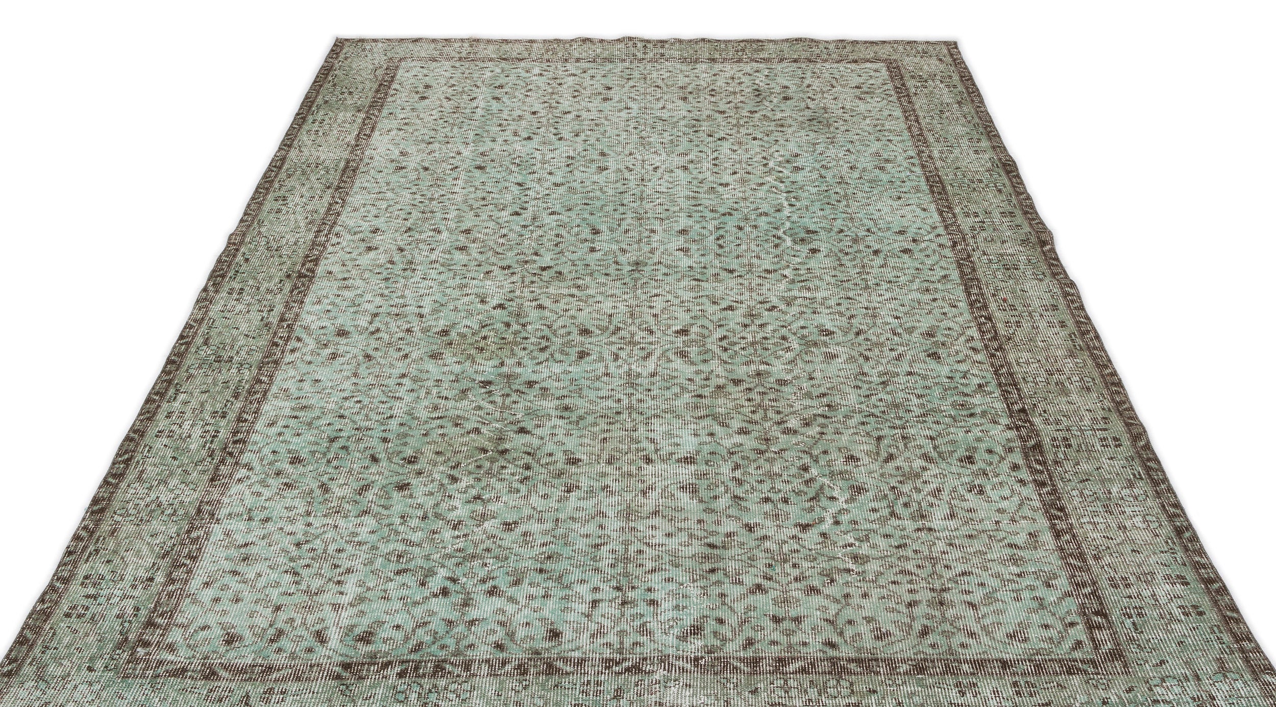 Green Over Dyed Vintage Rug 5'5'' x 8'12'' ft 164 x 274 cm