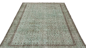Green Over Dyed Vintage Rug 5'5'' x 8'12'' ft 164 x 274 cm