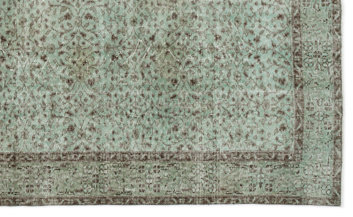 Green Over Dyed Vintage Rug 5&#39;5&#39;&#39; x 8&#39;12&#39;&#39; ft 164 x 274 cm