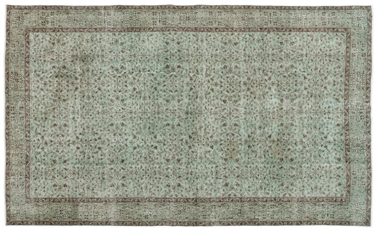 Green Over Dyed Vintage Rug 5&#39;5&#39;&#39; x 8&#39;12&#39;&#39; ft 164 x 274 cm