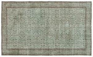 Green Over Dyed Vintage Rug 5'5'' x 8'12'' ft 164 x 274 cm