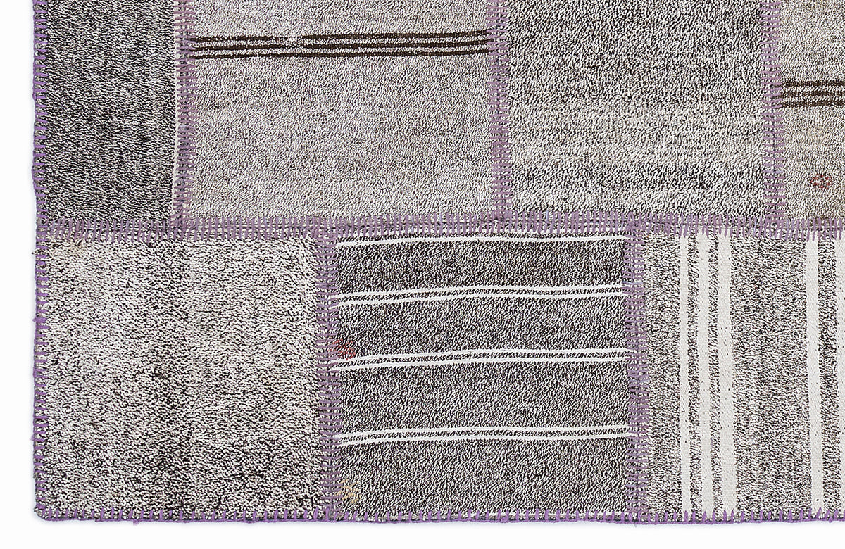 Striped Over Dyed Kilim Patchwork Unique Rug 5&#39;3&#39;&#39; x 7&#39;7&#39;&#39; ft 160 x 230 cm