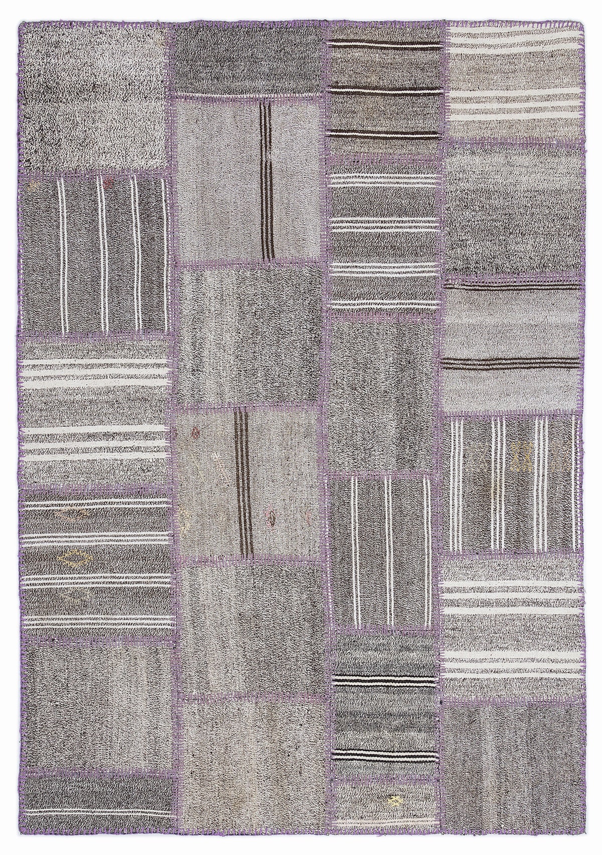 Striped Over Dyed Kilim Patchwork Unique Rug 5&#39;3&#39;&#39; x 7&#39;7&#39;&#39; ft 160 x 230 cm