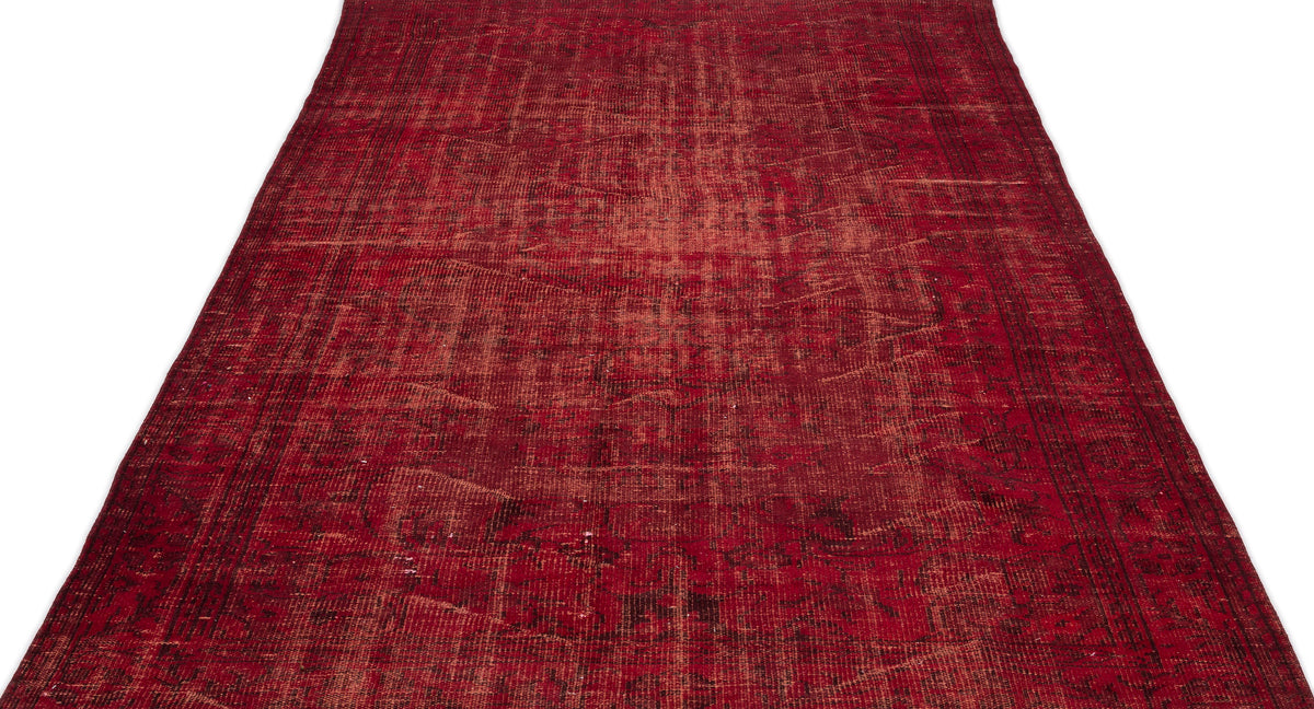 Red Over Dyed Vintage Rug 5&#39;9&#39;&#39; x 9&#39;12&#39;&#39; ft 175 x 304 cm