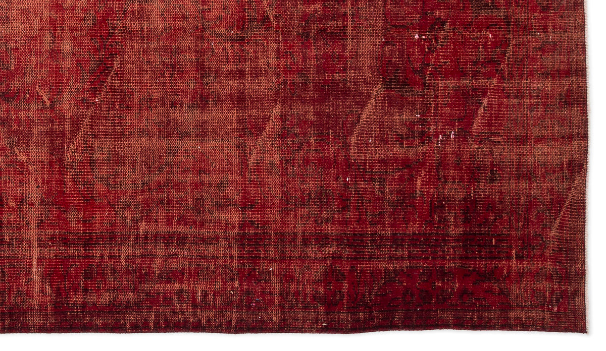Red Over Dyed Vintage Rug 5&#39;9&#39;&#39; x 9&#39;12&#39;&#39; ft 175 x 304 cm