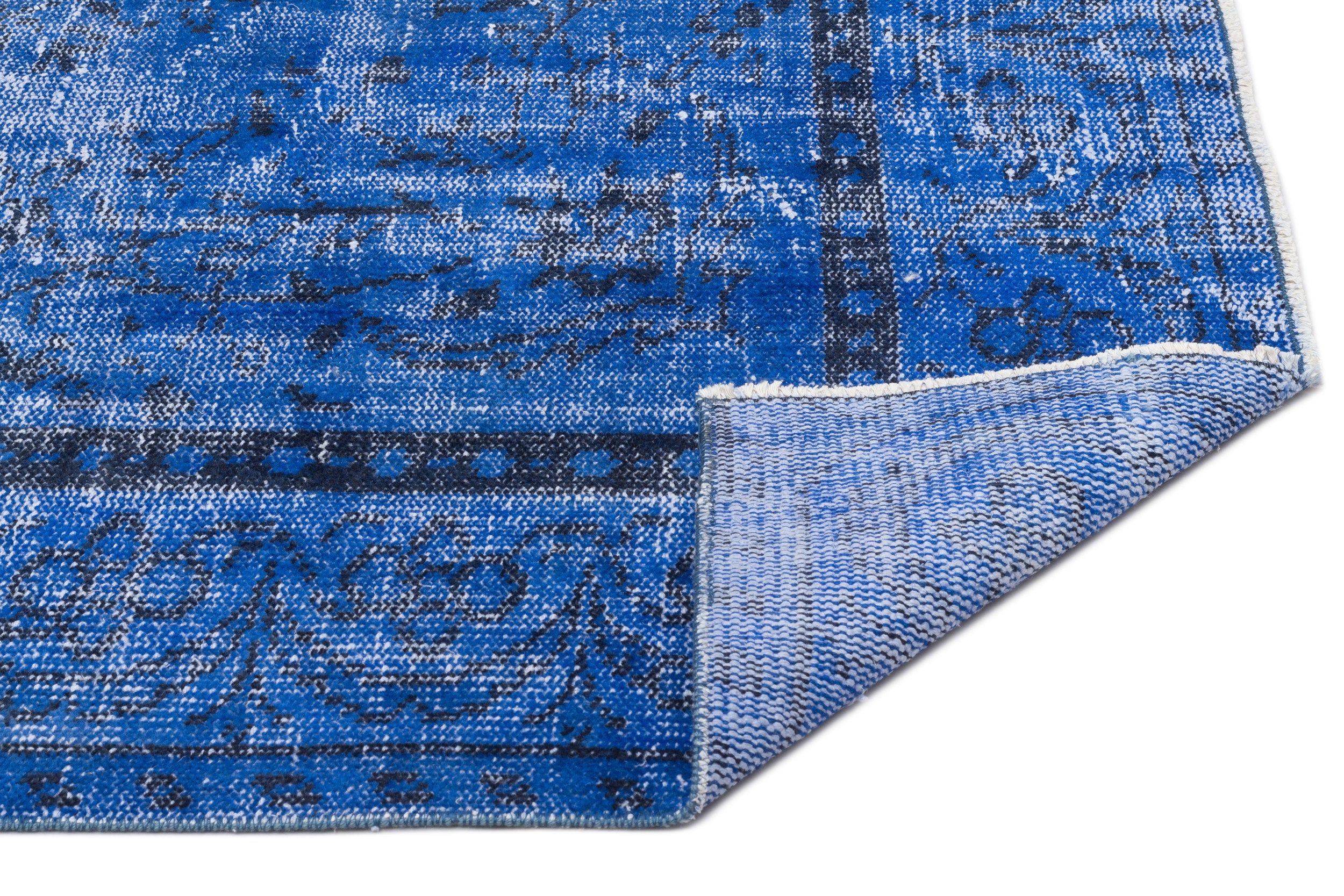 Blue Over Dyed Vintage Rug 5'10'' x 9'5'' ft 178 x 287 cm