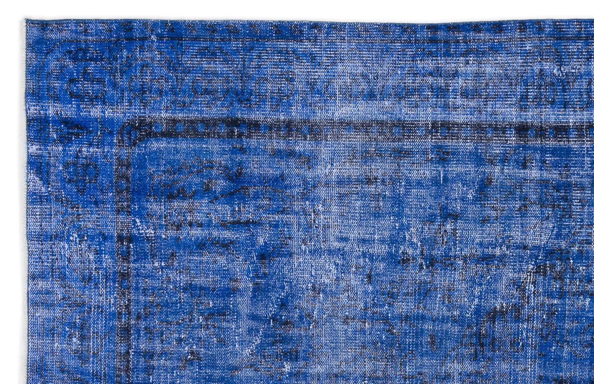Blue Over Dyed Vintage Rug 5&#39;10&#39;&#39; x 9&#39;5&#39;&#39; ft 178 x 287 cm