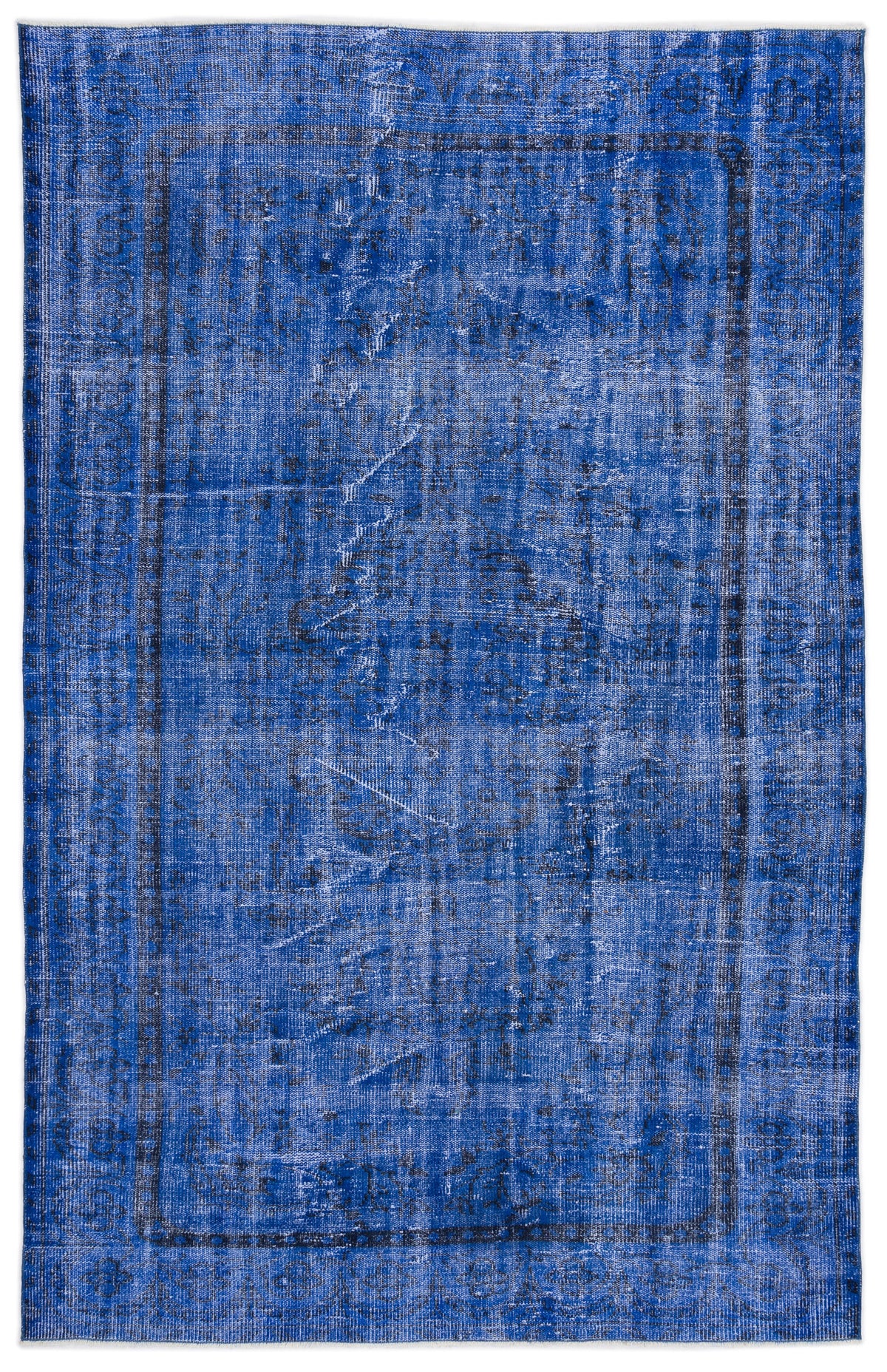 Blue Over Dyed Vintage Rug 5&#39;10&#39;&#39; x 9&#39;5&#39;&#39; ft 178 x 287 cm