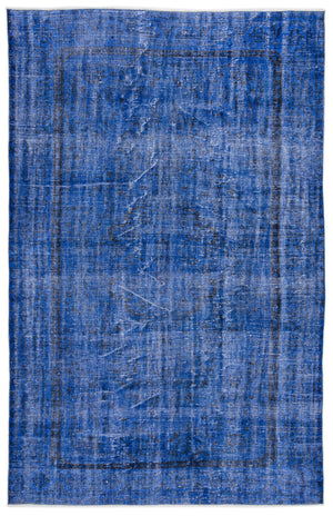 Blue Over Dyed Vintage Rug 5'10'' x 9'5'' ft 178 x 287 cm