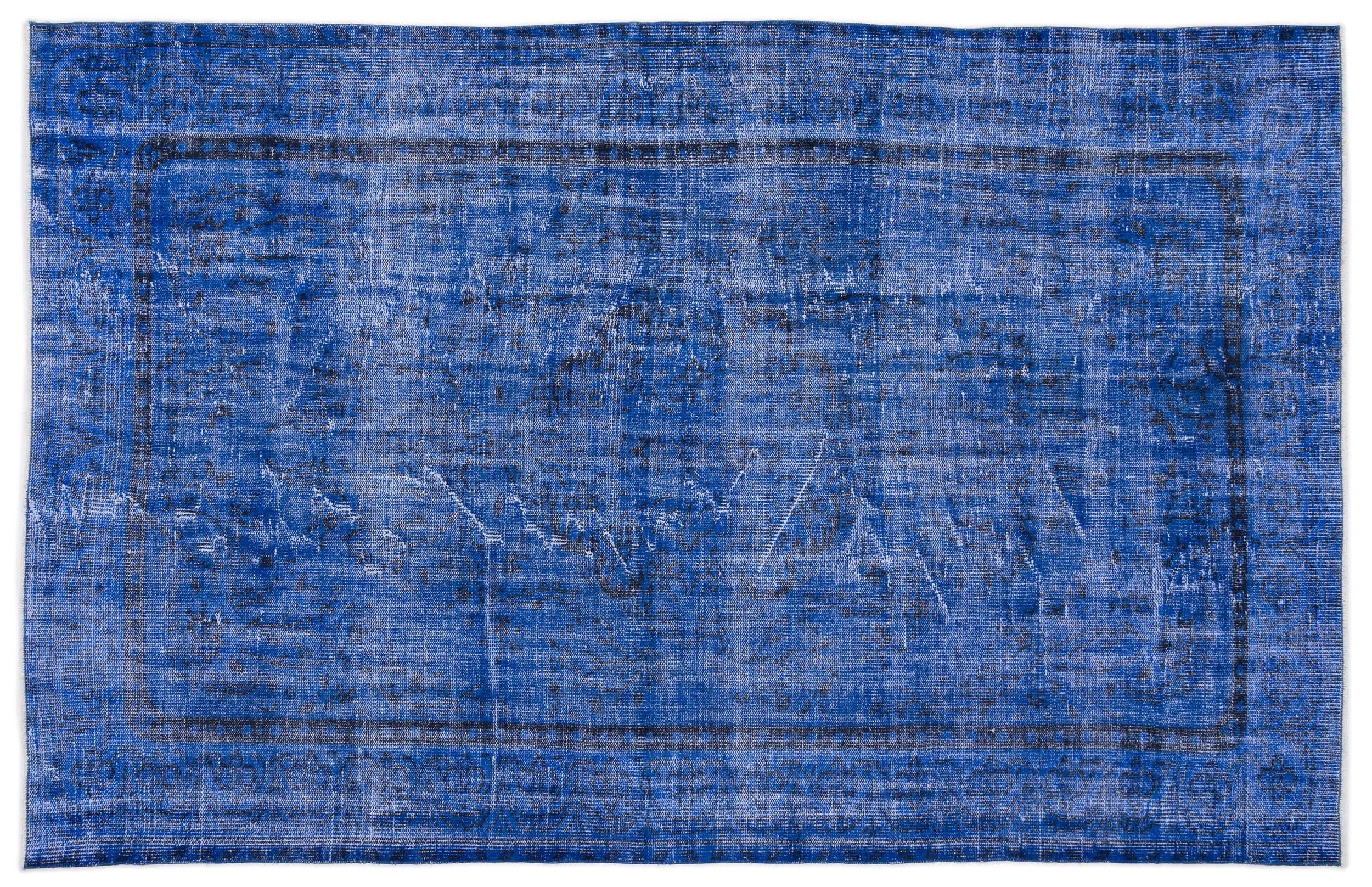 Blue Over Dyed Vintage Rug 5'10'' x 9'5'' ft 178 x 287 cm