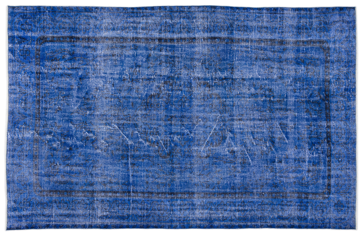 Blue Over Dyed Vintage Rug 5&#39;10&#39;&#39; x 9&#39;5&#39;&#39; ft 178 x 287 cm