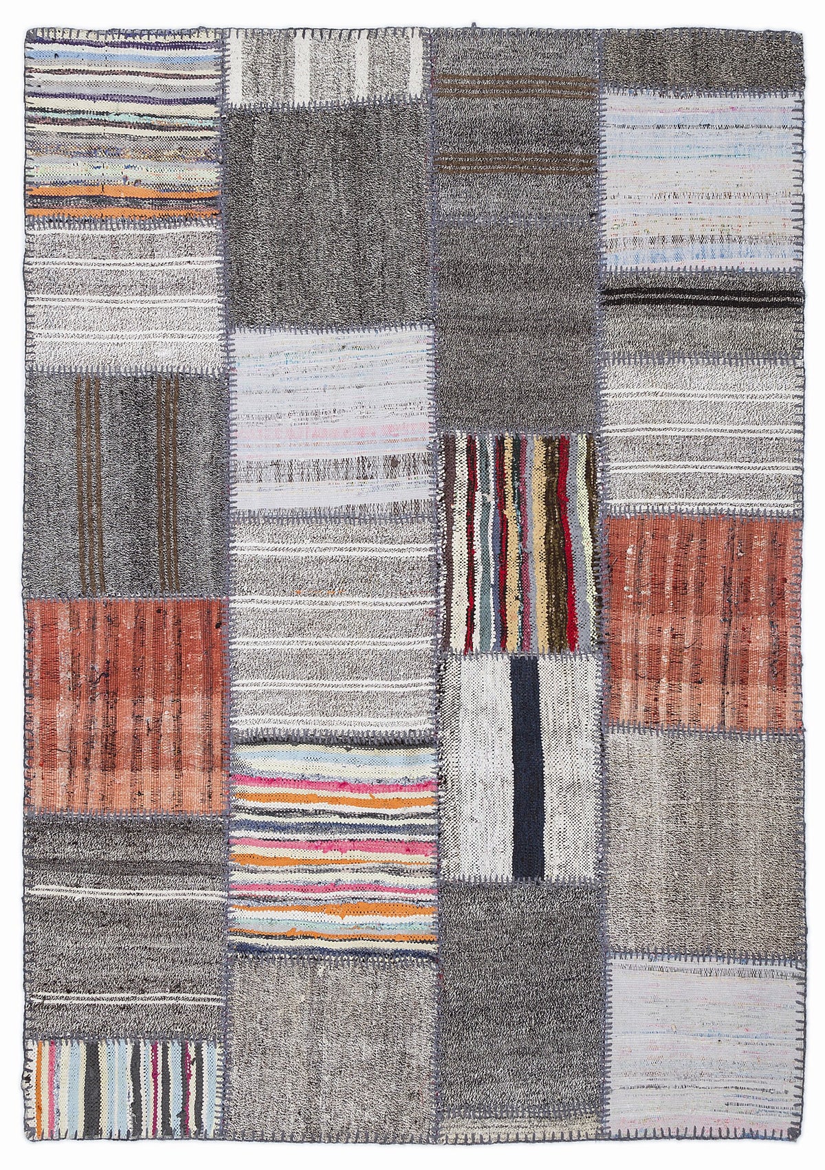 Mixed Over Dyed Kilim Patchwork Unique Rug 5&#39;3&#39;&#39; x 7&#39;7&#39;&#39; ft 160 x 230 cm