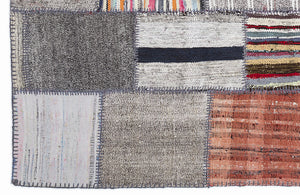 Mixed Over Dyed Kilim Patchwork Unique Rug 5'3'' x 7'7'' ft 160 x 230 cm