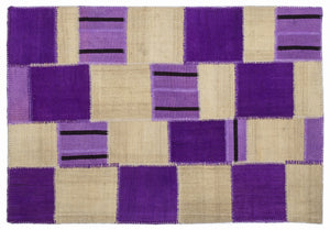 Mixed Over Dyed Kilim Patchwork Unique Rug 5'3'' x 7'7'' ft 160 x 230 cm