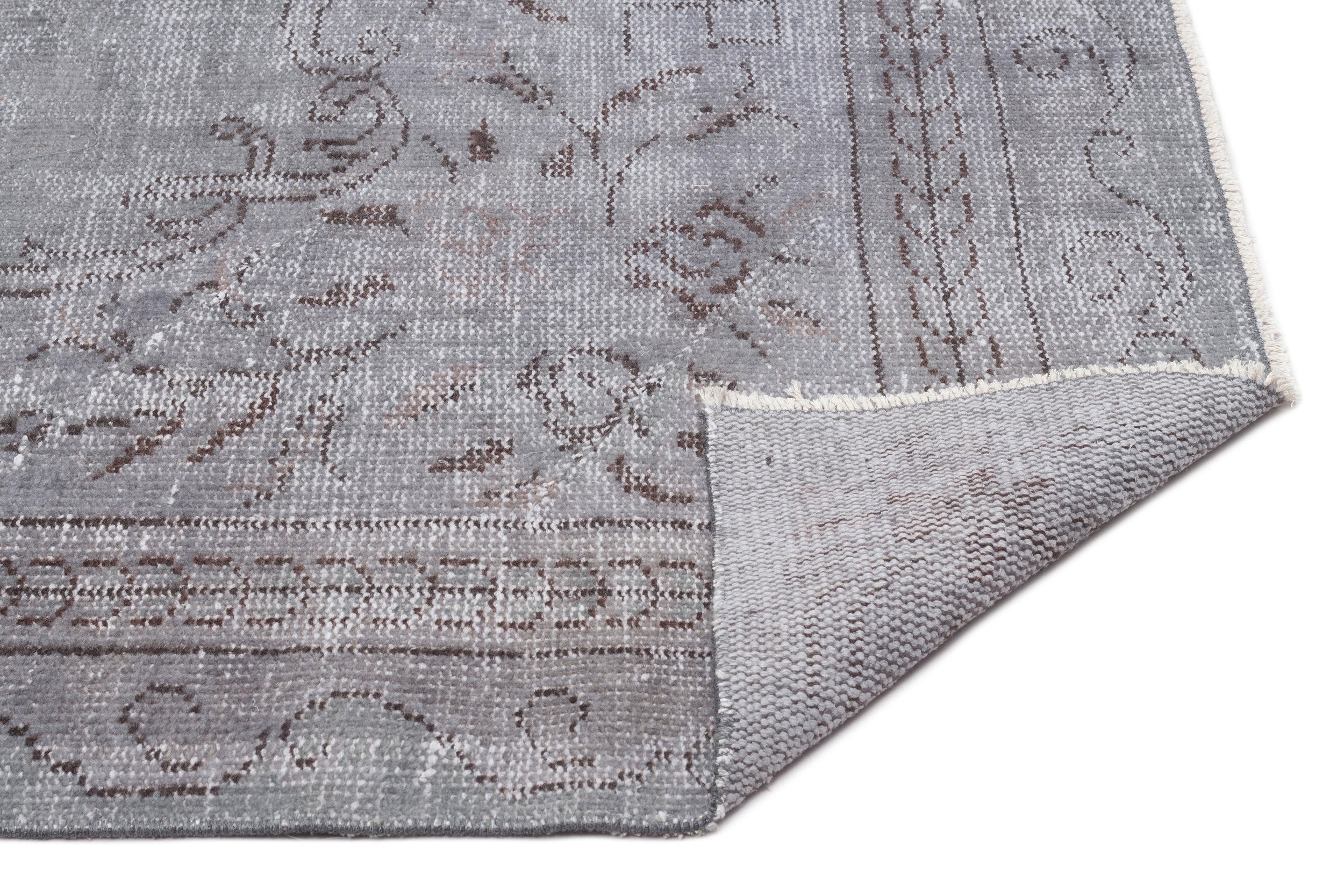 Gray Over Dyed Vintage Rug 5'12'' x 9'9'' ft 182 x 297 cm