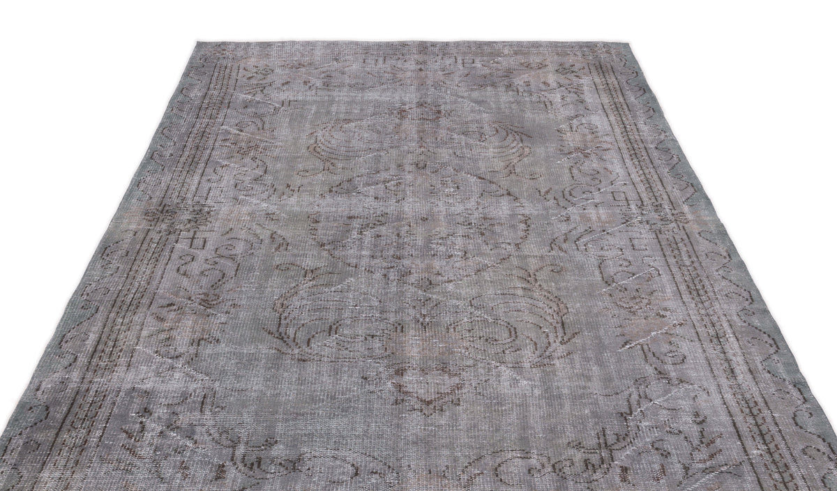 Gray Over Dyed Vintage Rug 5&#39;12&#39;&#39; x 9&#39;9&#39;&#39; ft 182 x 297 cm