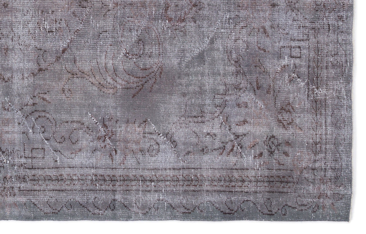 Gray Over Dyed Vintage Rug 5&#39;12&#39;&#39; x 9&#39;9&#39;&#39; ft 182 x 297 cm