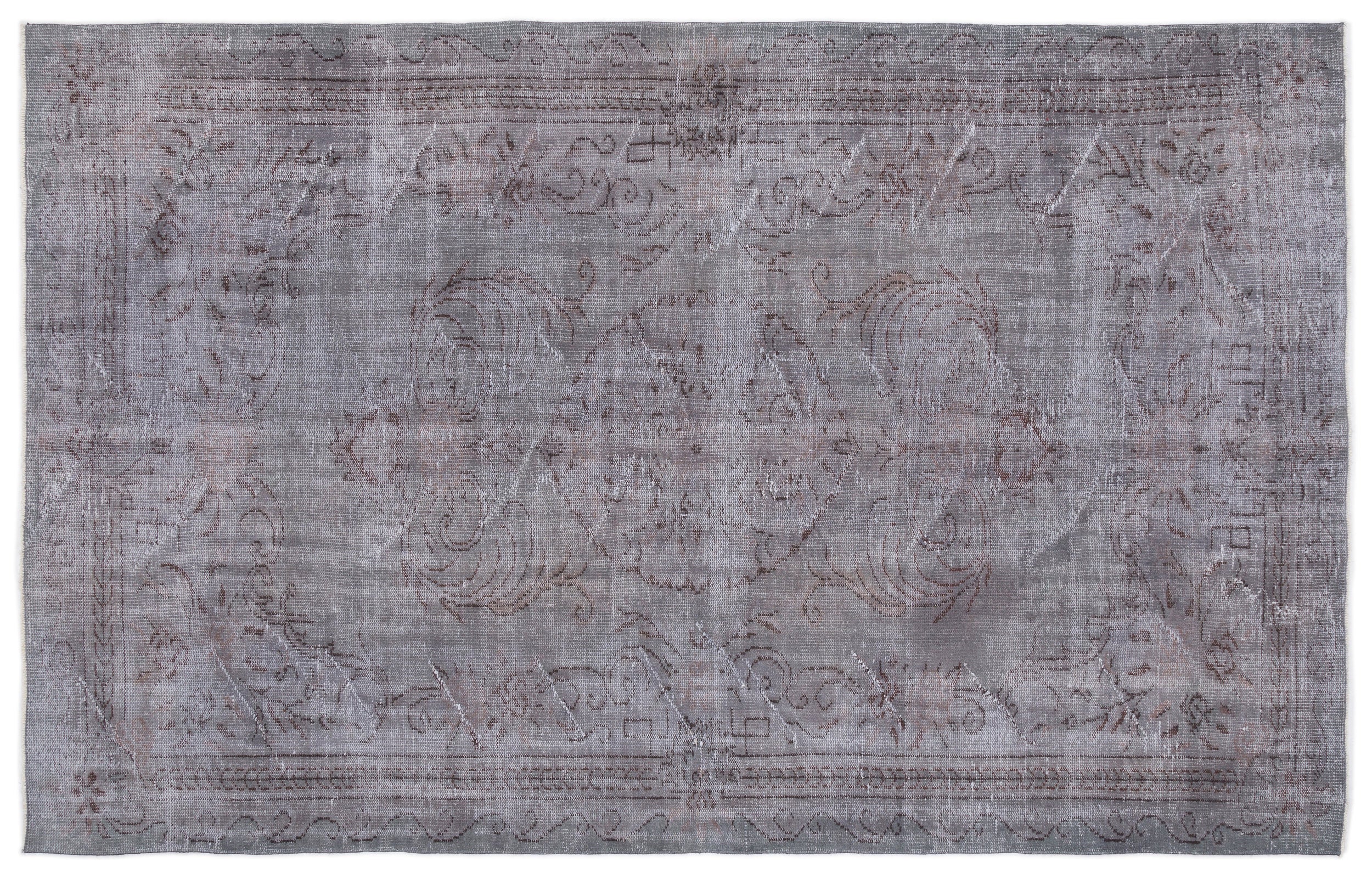 Gray Over Dyed Vintage Rug 5'12'' x 9'9'' ft 182 x 297 cm