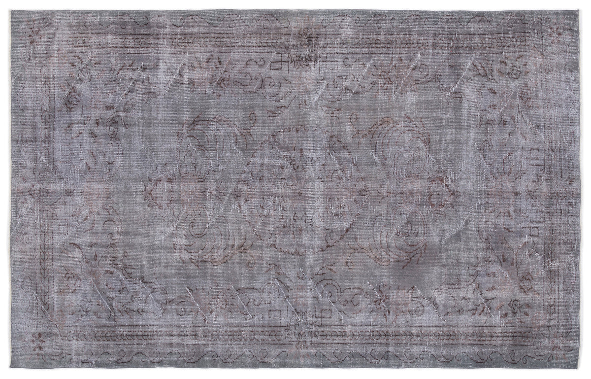 Gray Over Dyed Vintage Rug 5&#39;12&#39;&#39; x 9&#39;9&#39;&#39; ft 182 x 297 cm