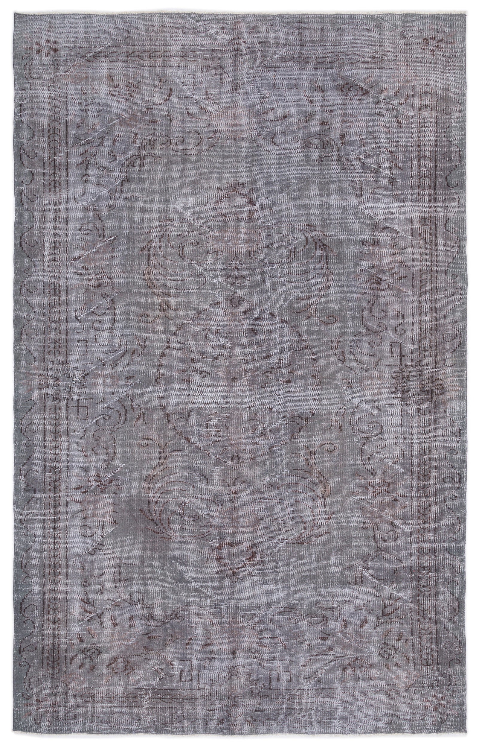 Gray Over Dyed Vintage Rug 5'12'' x 9'9'' ft 182 x 297 cm
