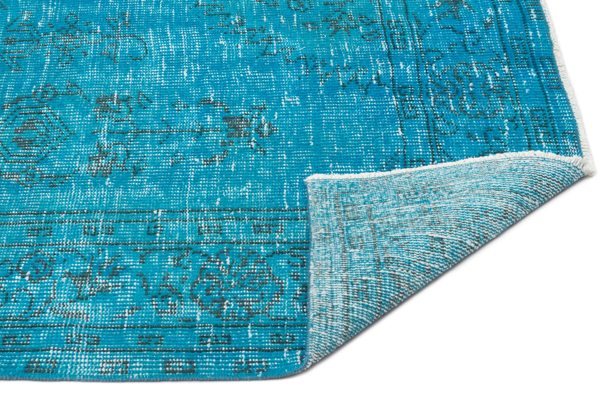 Turquoise  Over Dyed Vintage Rug 5&#39;10&#39;&#39; x 9&#39;6&#39;&#39; ft 179 x 290 cm