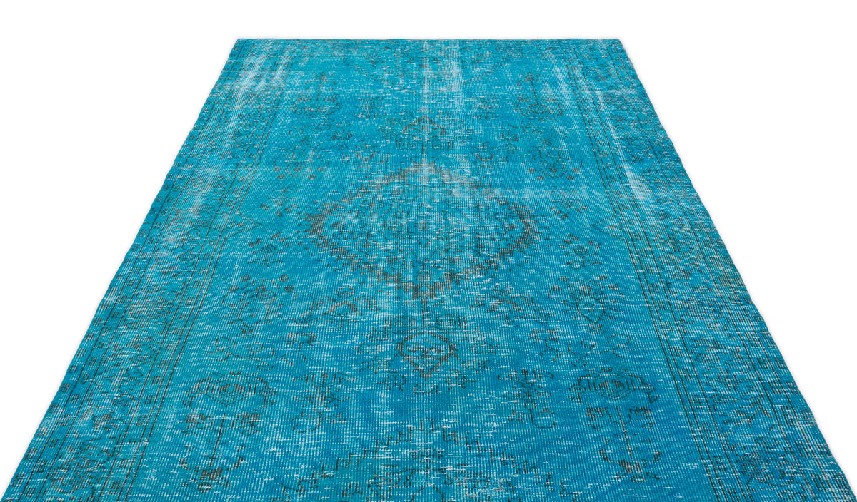 Turquoise  Over Dyed Vintage Rug 5&#39;10&#39;&#39; x 9&#39;6&#39;&#39; ft 179 x 290 cm