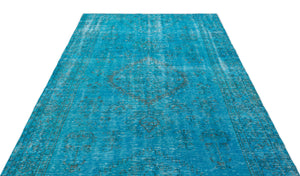Turquoise  Over Dyed Vintage Rug 5'10'' x 9'6'' ft 179 x 290 cm