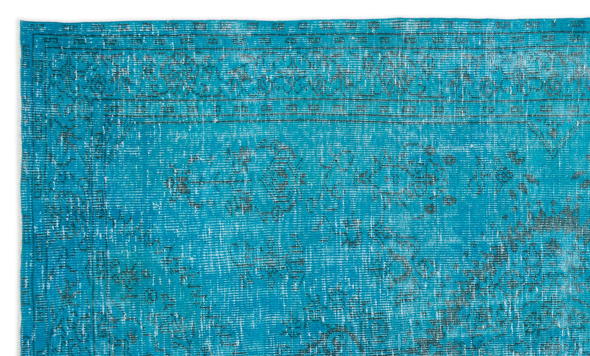 Turquoise  Over Dyed Vintage Rug 5&#39;10&#39;&#39; x 9&#39;6&#39;&#39; ft 179 x 290 cm
