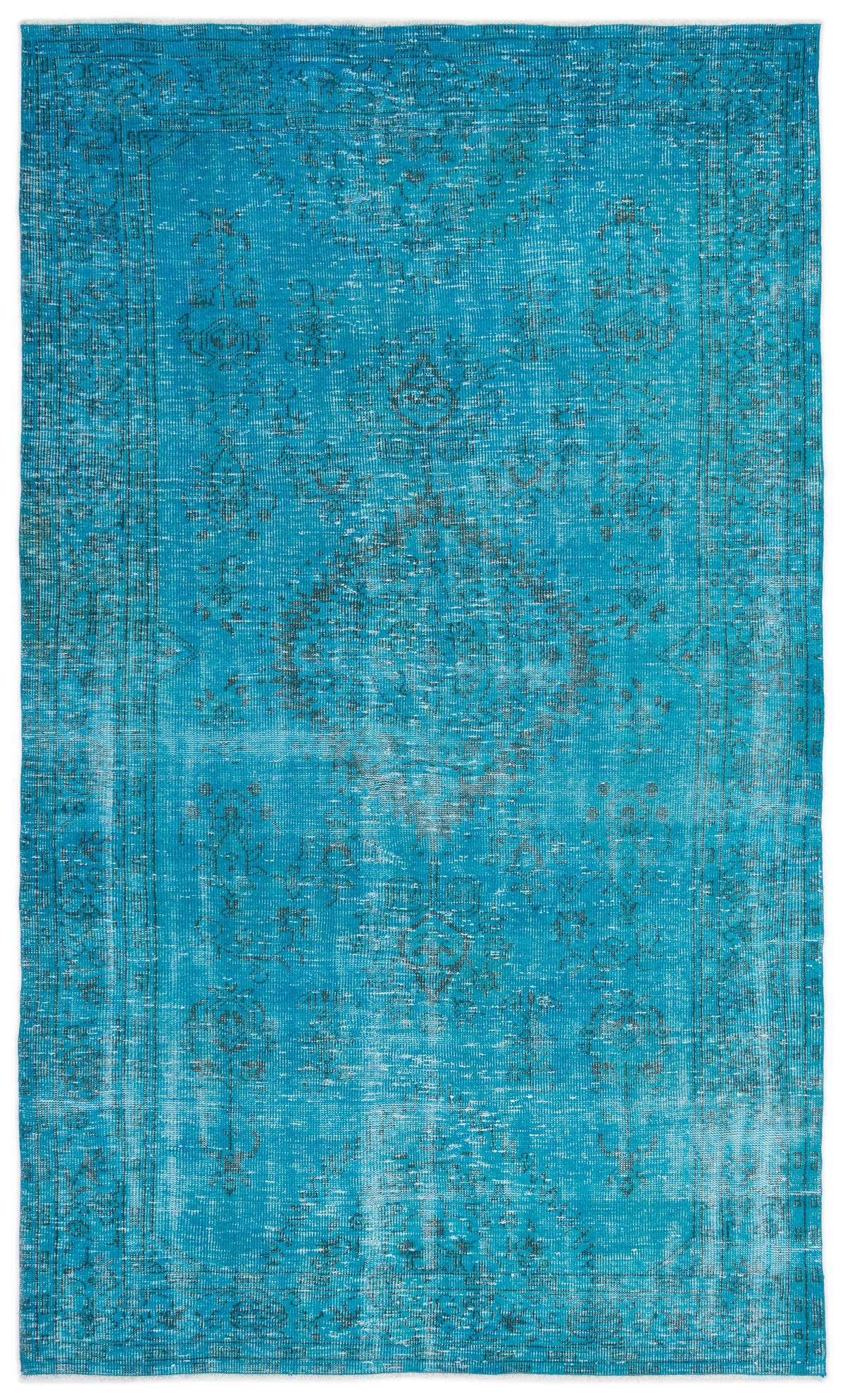 Turquoise  Over Dyed Vintage Rug 5&#39;10&#39;&#39; x 9&#39;6&#39;&#39; ft 179 x 290 cm