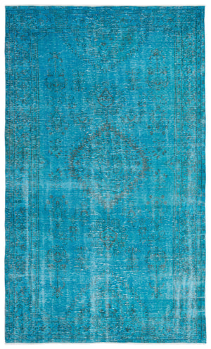Turquoise  Over Dyed Vintage Rug 5'10'' x 9'6'' ft 179 x 290 cm