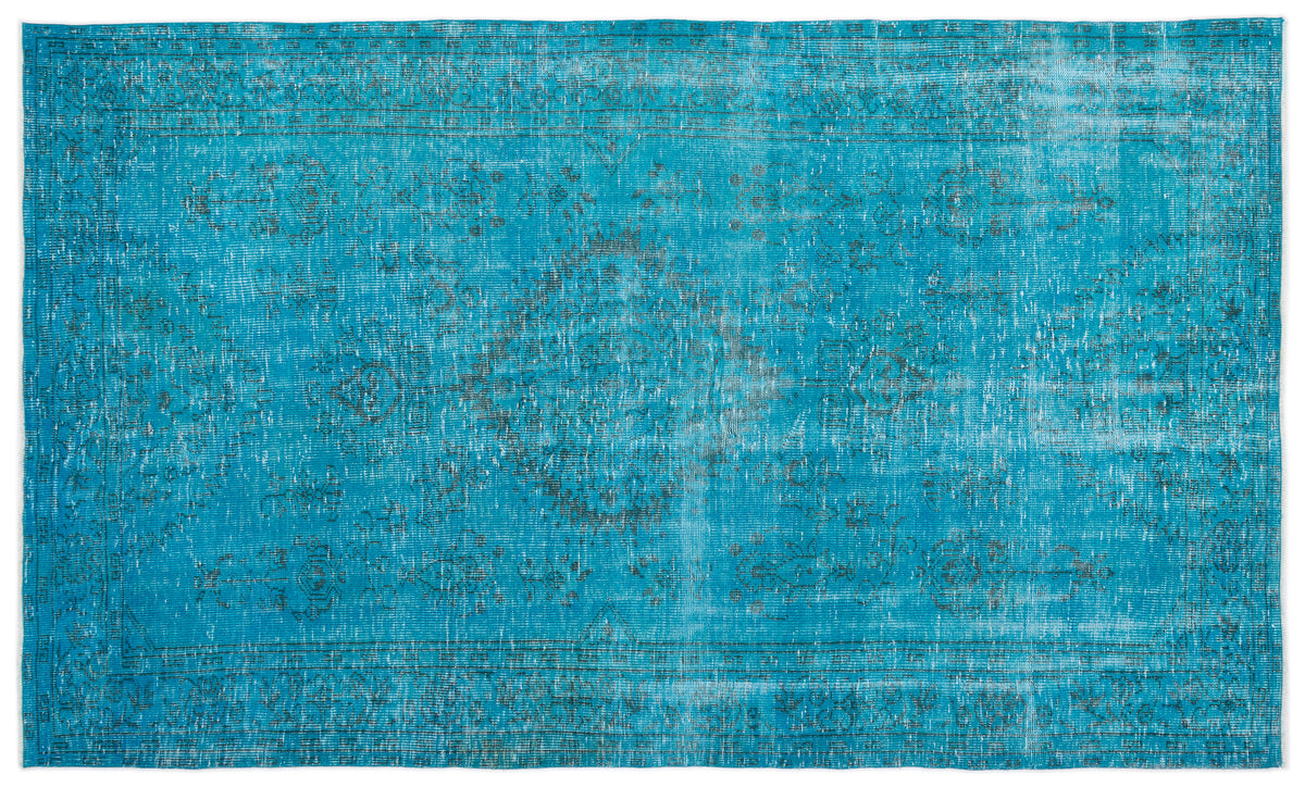 Turquoise  Over Dyed Vintage Rug 5&#39;10&#39;&#39; x 9&#39;6&#39;&#39; ft 179 x 290 cm