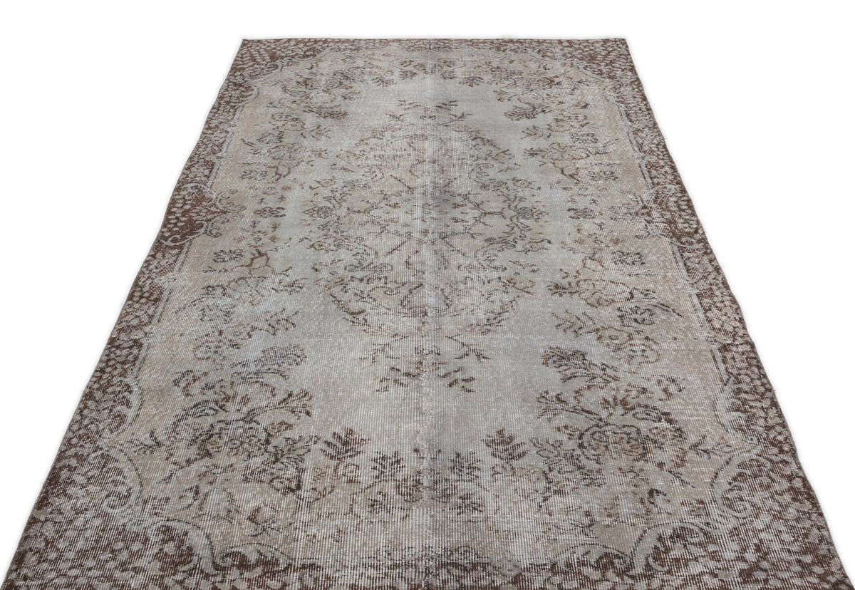 Gray Over Dyed Vintage Rug 4&#39;12&#39;&#39; x 9&#39;1&#39;&#39; ft 152 x 278 cm