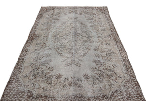 Gray Over Dyed Vintage Rug 4'12'' x 9'1'' ft 152 x 278 cm