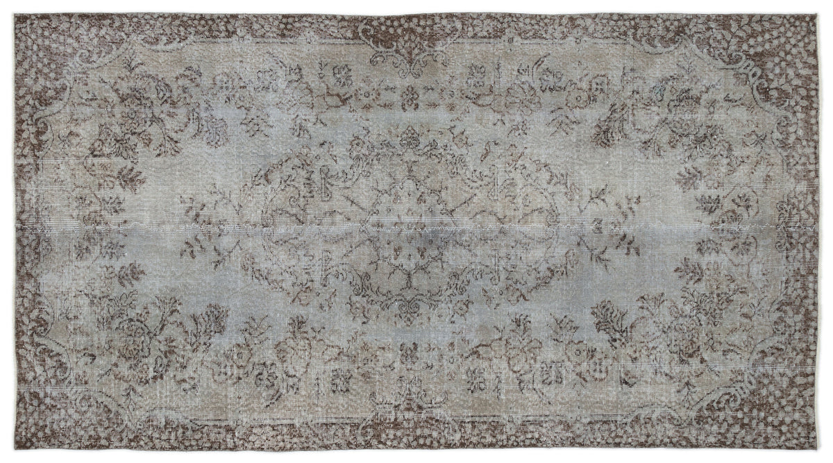 Gray Over Dyed Vintage Rug 4&#39;12&#39;&#39; x 9&#39;1&#39;&#39; ft 152 x 278 cm