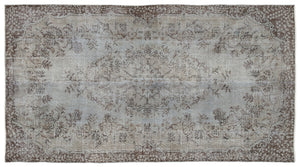 Gray Over Dyed Vintage Rug 4'12'' x 9'1'' ft 152 x 278 cm